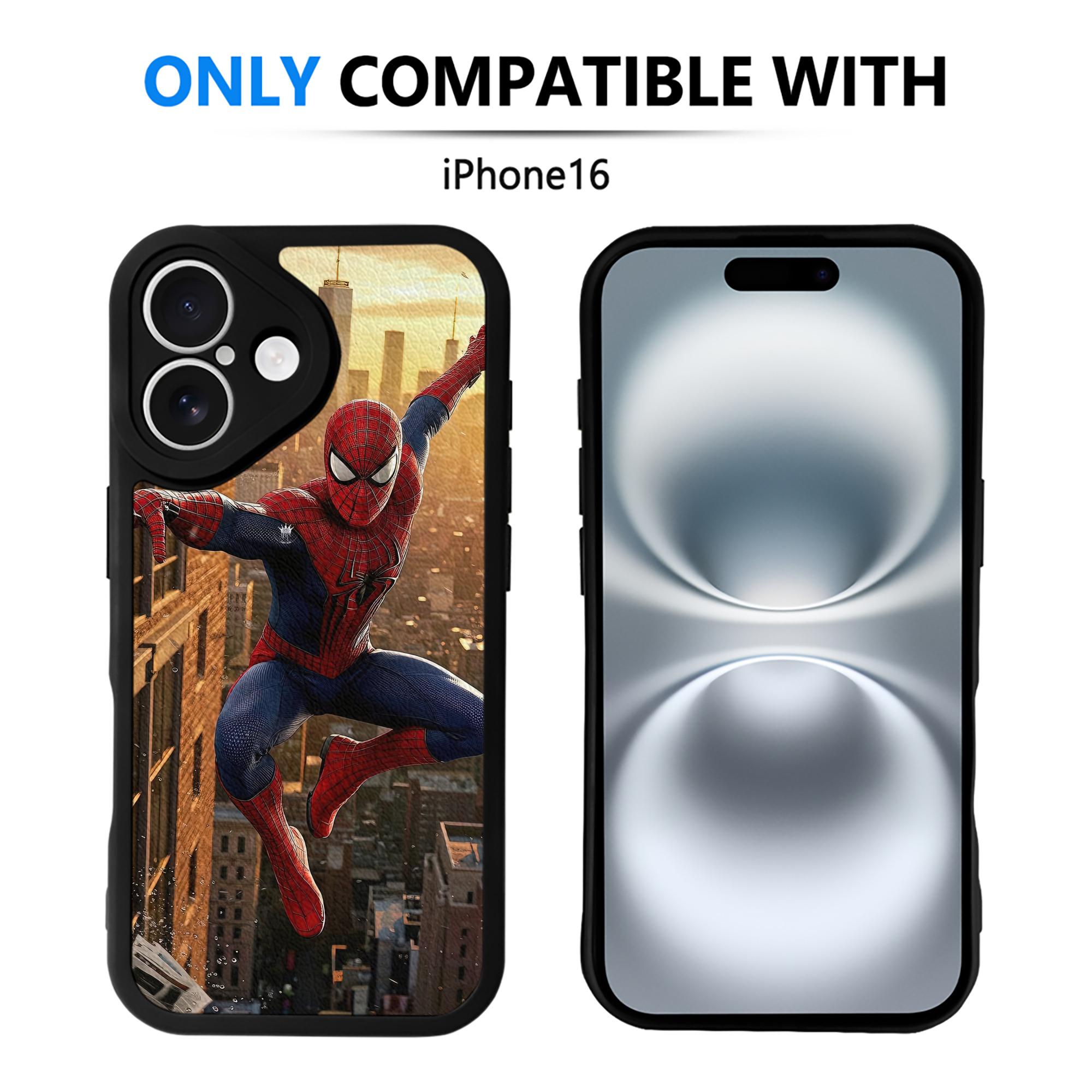 （画像用） Spider Man スパイダーマン 【iPhone 16シリーズ対応】シリコンスマホケース（レザー調） 材質：シリコン